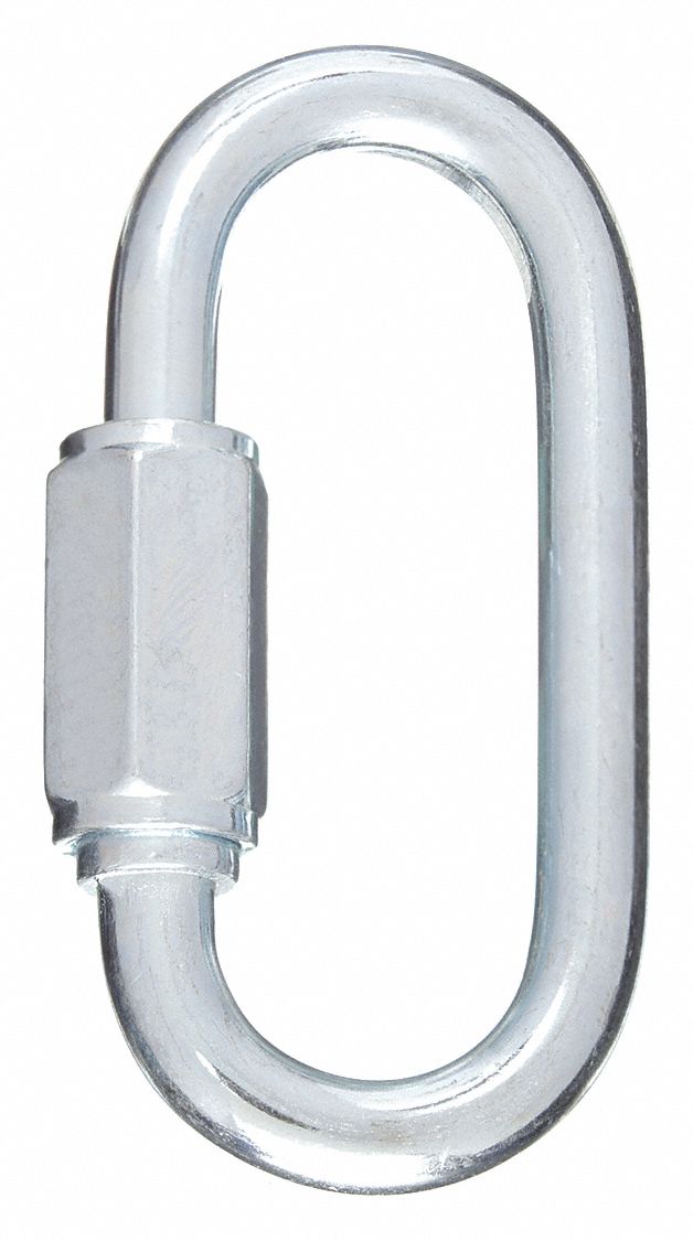 Connecting Link: Quick Link, Steel, 1 31/32 in Overall Lg, 13/16 in Overall Wd