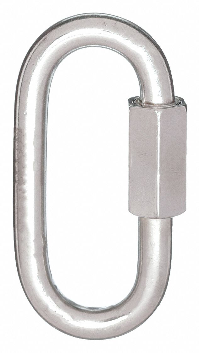 Connecting Link: Quick Link, Stainless Steel, 2 11/32 in Overall Lg, Connecting Link