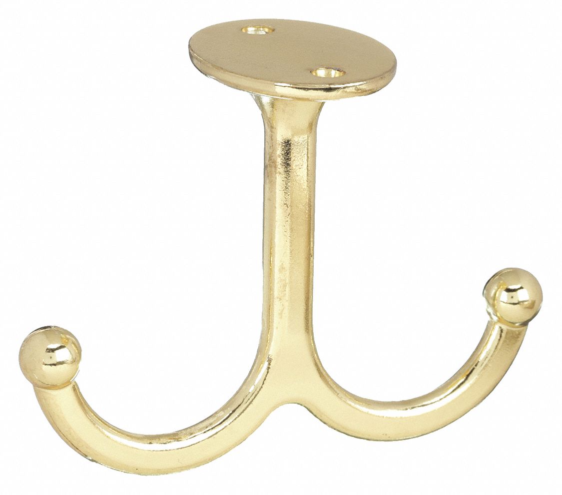 National Hardware N245-811 Under Shelf Double Coat Hook Brass 2 Pack:  Clothes Hooks Undershelf Mount (038613245815-2)