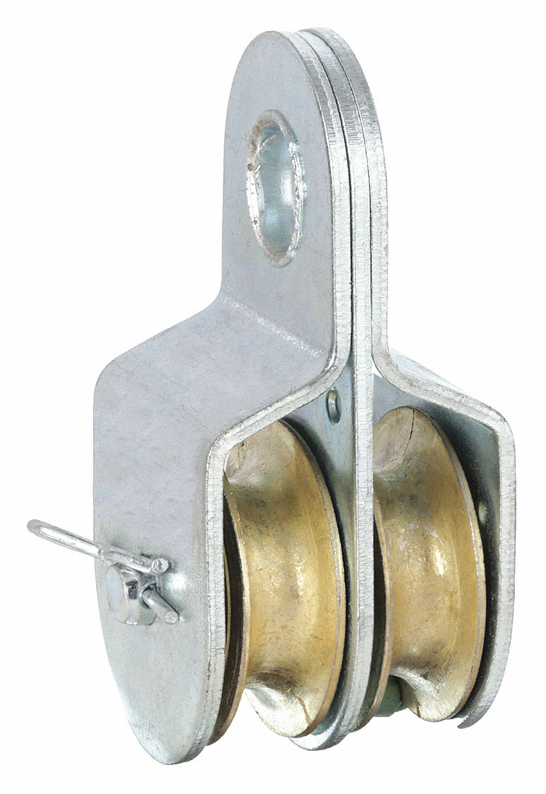 Pulley: Fixed, 2 Sheaves, For 3/8 in Rope Dia - Max, 1 1/2 in Sheave Outside Dia