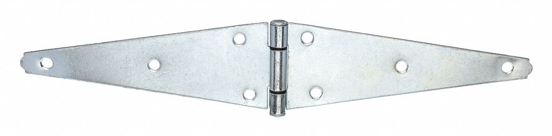Strap Hinge: Steel, 3 1/2 in Leaf Ht, 9 5/8 in Leaf Wd