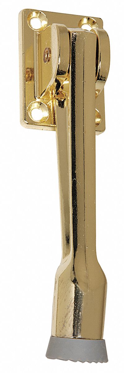 Lever Door Holder: Door - Mounted, 1 1/4 in Wd, 2 1/4 in Overall Ht, Brass