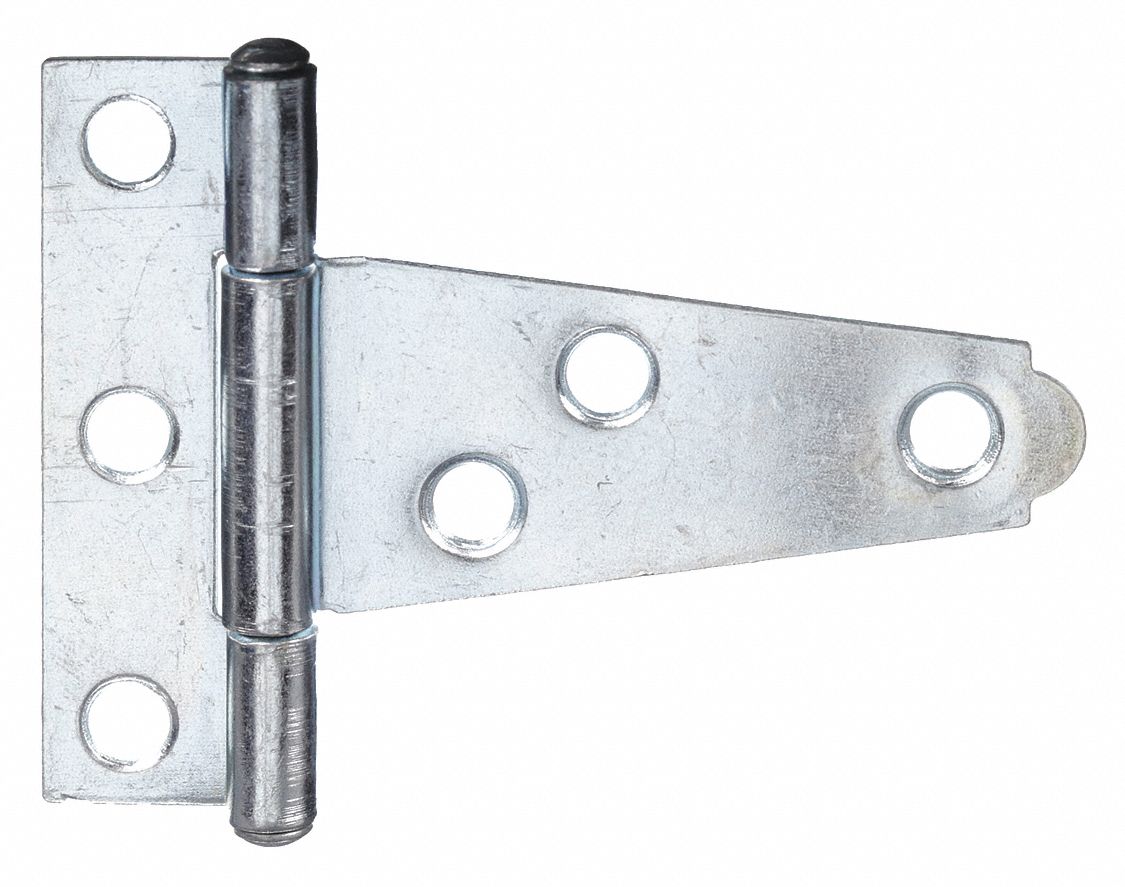 Tee Hinge: Steel, 1 13/16 in Leaf Ht, 21/32 in Leaf Wd