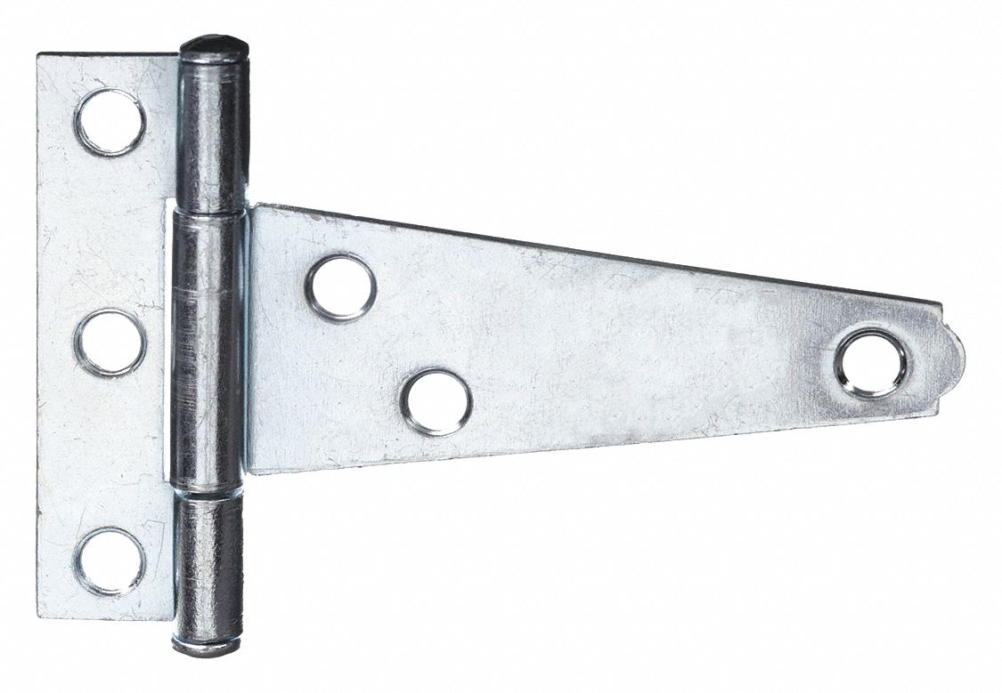 Tee Hinge: Steel, 2 1/4 in Leaf Ht, 27/32 in Leaf Wd