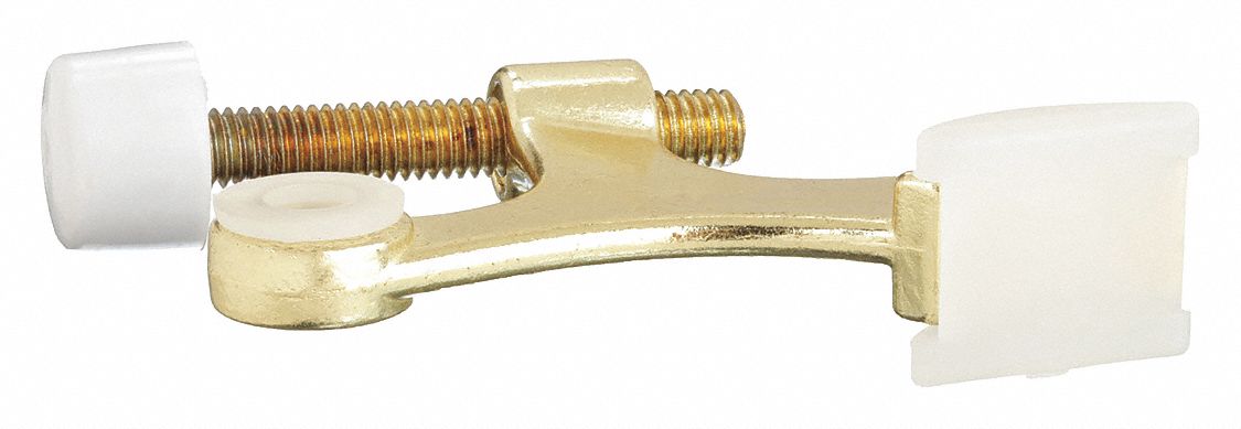 Hinge Pin Door Stop: Hinge - Mounted, 2 in Lg, 1/2 in Wd, 1 in Overall Ht, Brass