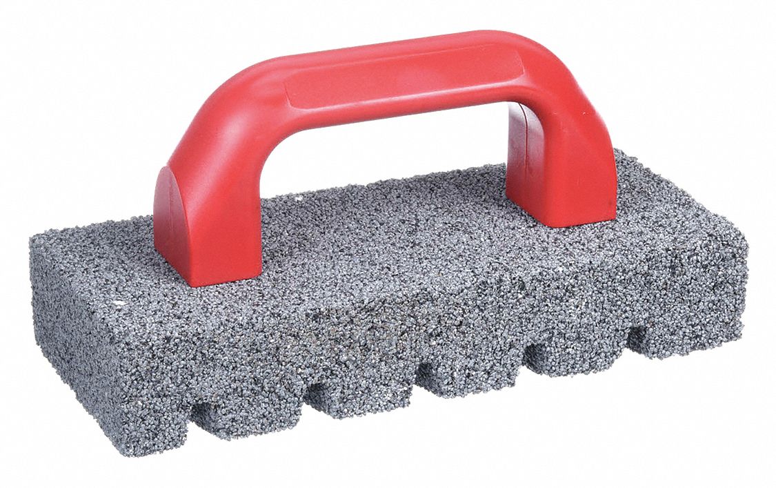 Rubbing Brick: Fluted with Handle, 8" L x 3 1/2" W x 1 1/2" H, Silicon Carbide, 20 Grit