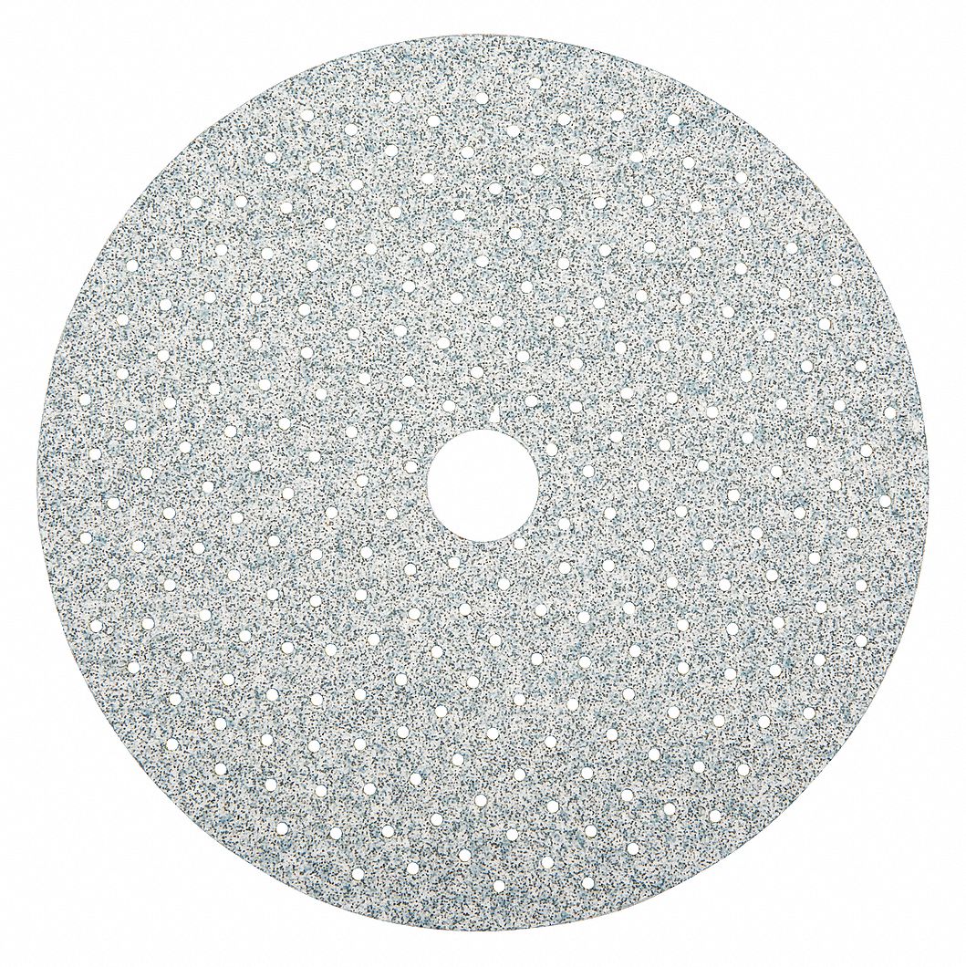 Hook-and-Loop Sanding Disc: 5 in Dia, Multi-Hole, Ceramic, P120 Grit, C Wt Paper, 10 PK