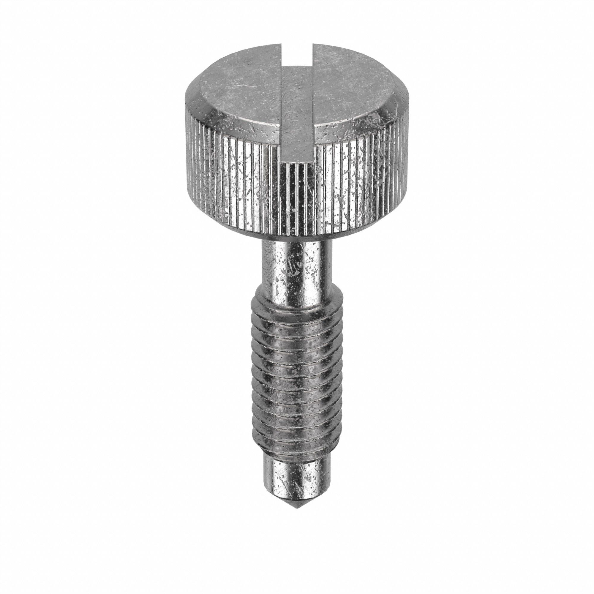 CAPTIVE PANEL SCREW, #10-32 THREAD, ½ IN L, ⅜ IN MIN THREAD L, KNURLED, PLAIN FINISH, 5 PK