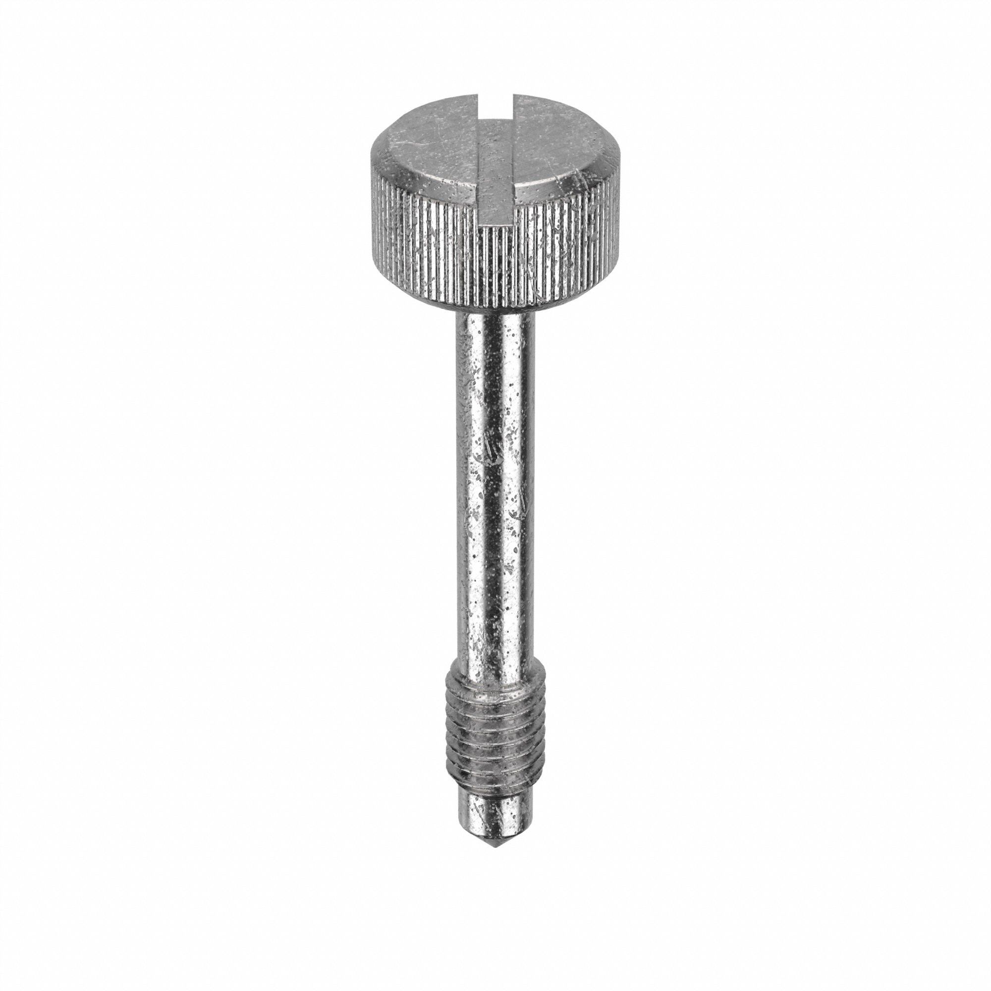 Captive Panel Screw: #10-32 Thread Size, 1 in Lg, Knurled, Round Head, Slotted, 18-8, Plain, 5 PK