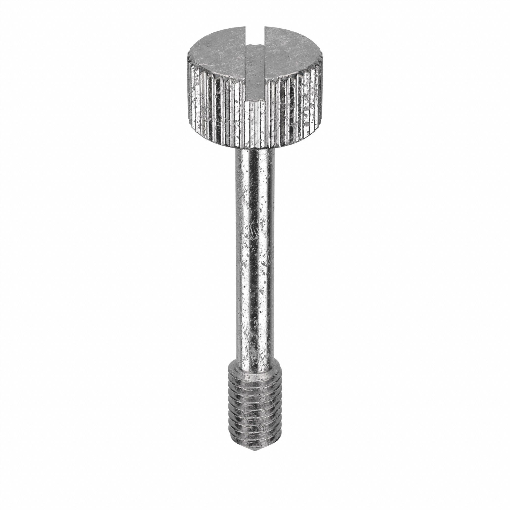 Captive Panel Screw: #10-32 Thread Size, 1/16 in Lg, Knurled, Round Head, Slotted, 18-8, Plain, 5 PK