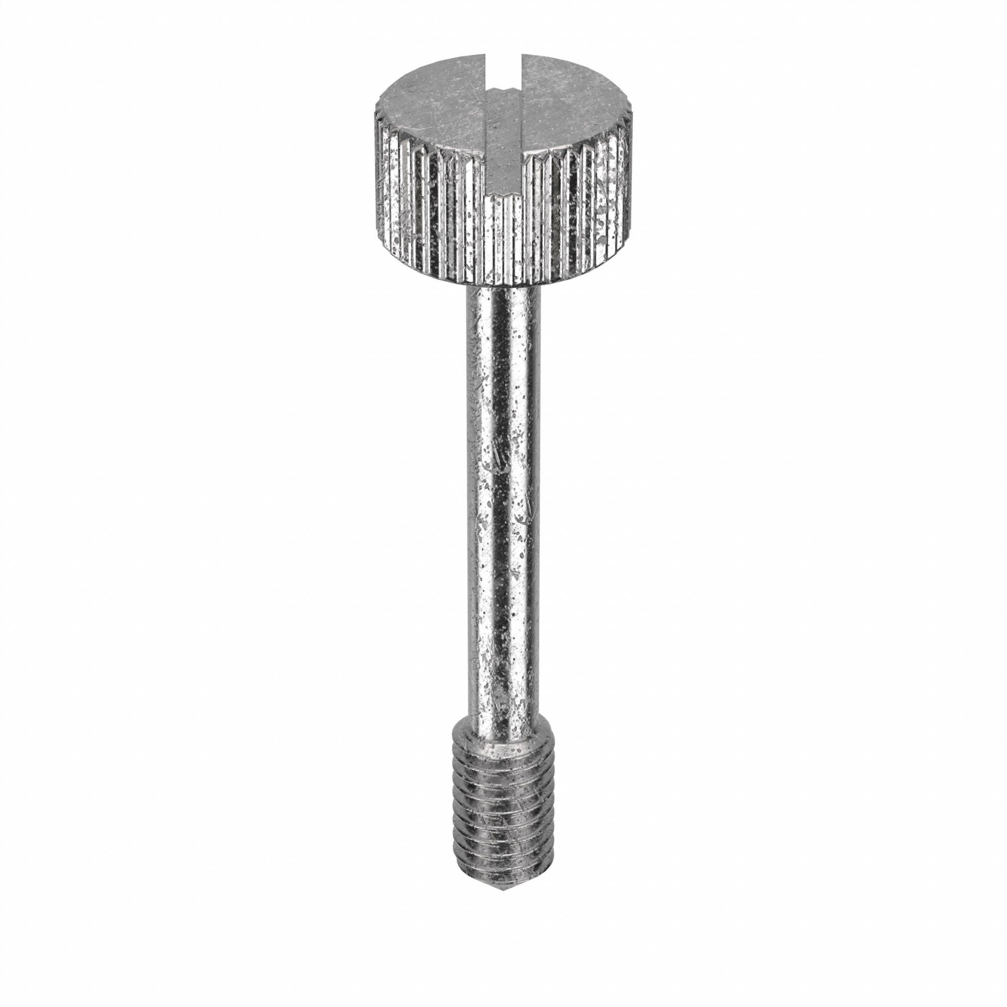 Captive Panel Screw: #10-32 Thread Size, 1 1/8 in Lg, Knurled, Round Head, Slotted, 18-8, 5 PK