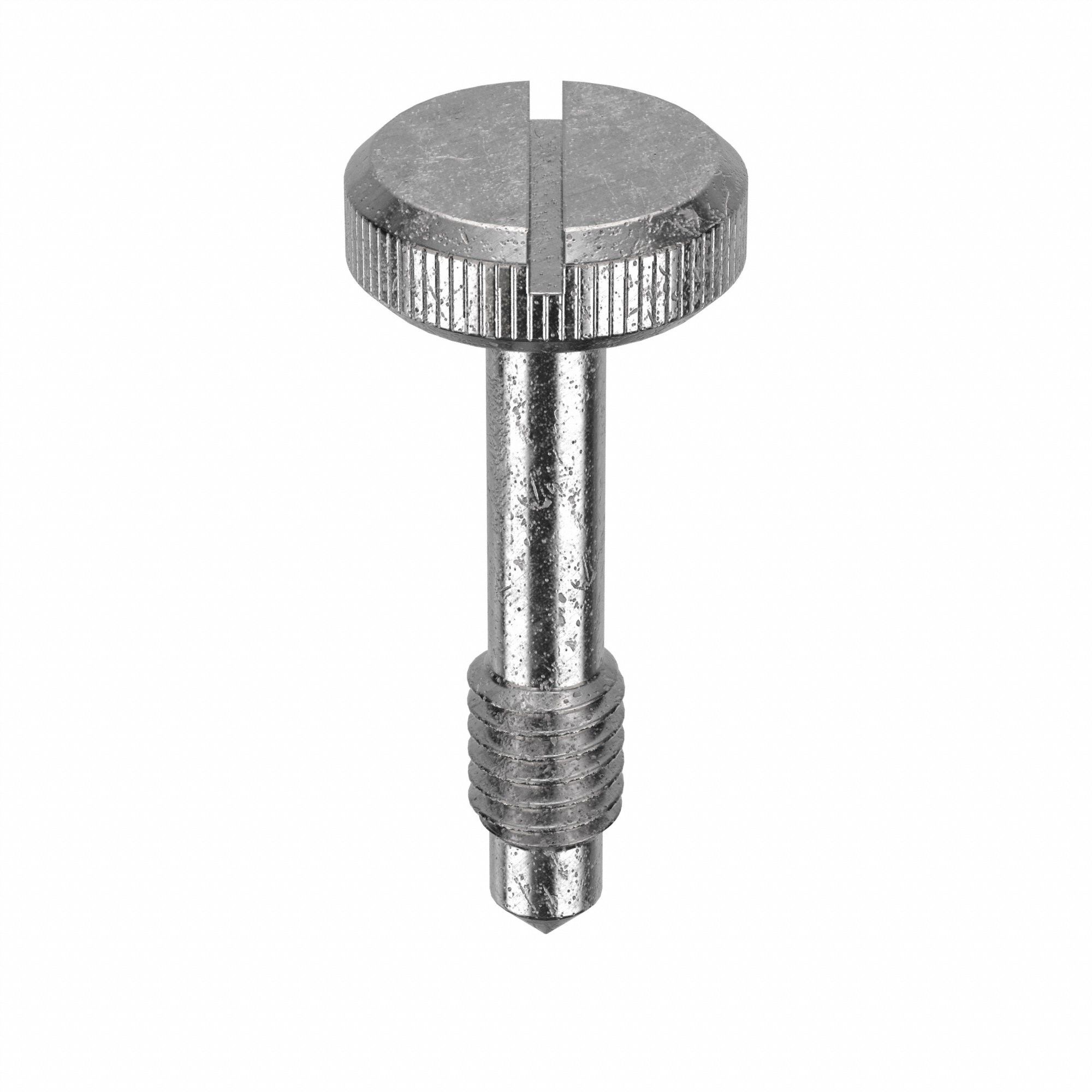 Captive Panel Screw: 5/16"-18 Thread Size, 1/8 in Lg, Knurled, Round Head, Slotted, 18-8, 5 PK