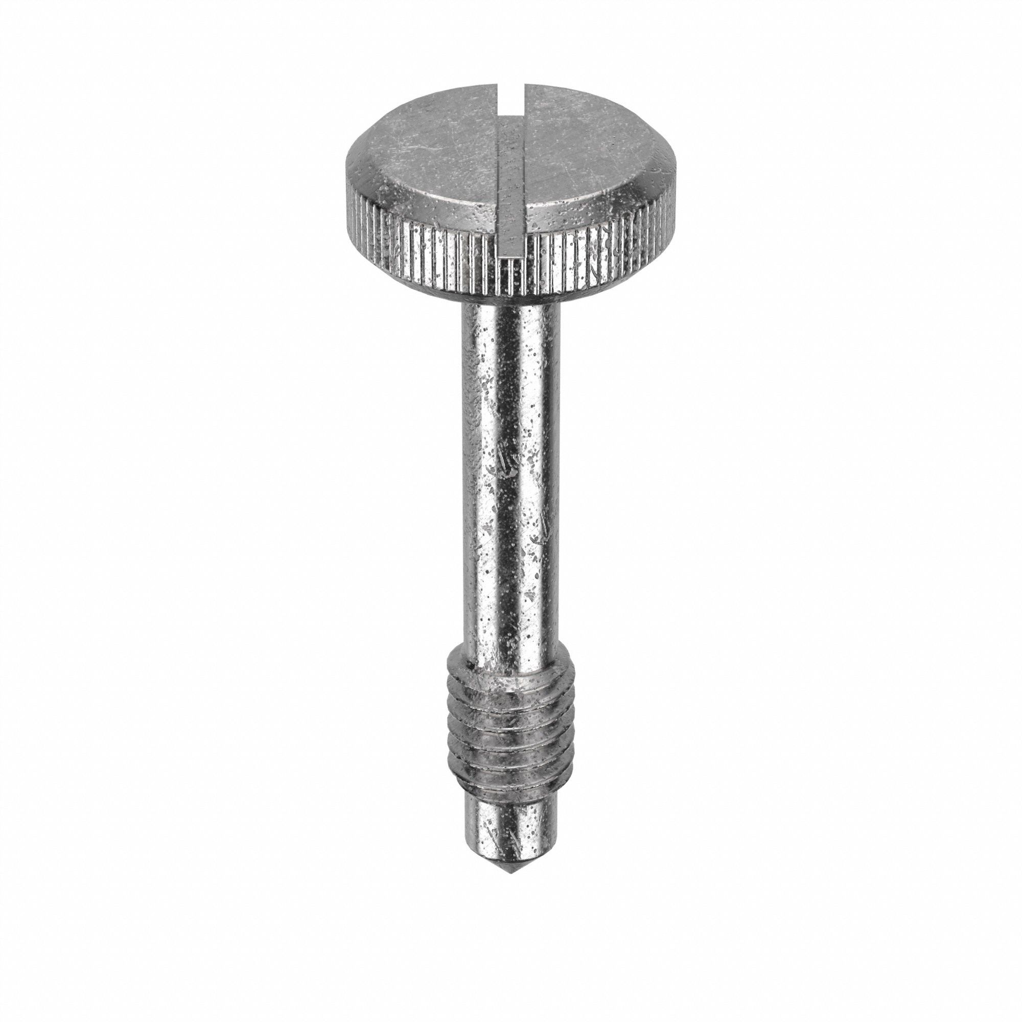 Captive Panel Screw: 5/16"-18 Thread Size, 1/8 in Lg, Knurled, Round Head, Slotted, 18-8, 5 PK