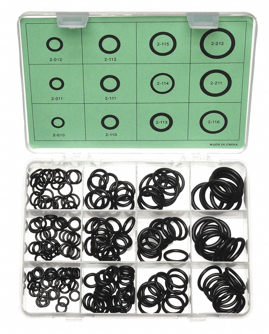 O-RING ASSORTMENT,BUNA N,200 PCS,12 SZS