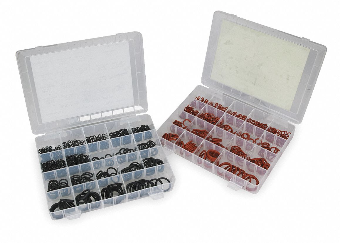 GRAINGER APPROVED ORing Assortment SAE, Silicone and EPDM, 1,168