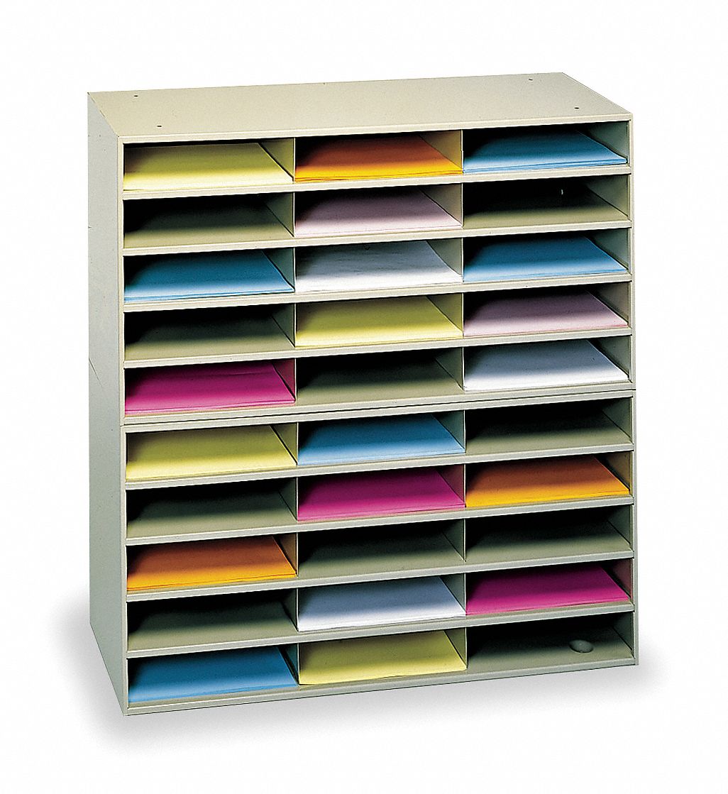 Horizontal Literature Organizer, Tan, Steel, 35 1/2 in Height, 33 7/8 in Width Grainger