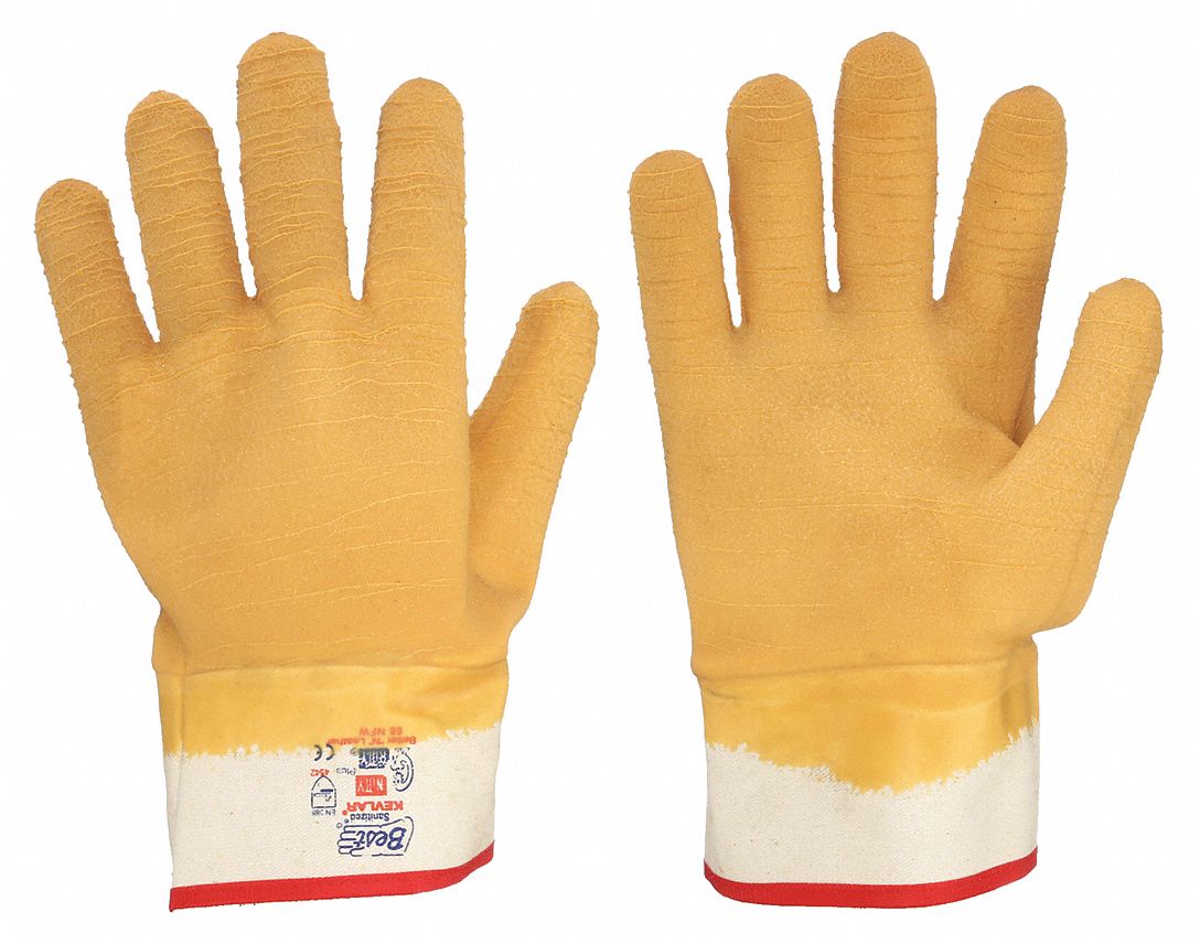 COATED GLOVES, CLUTE CUT, NATURAL RUBBER LATEX COATING, YLW, ANSI/ISEA CUT LEVEL 3