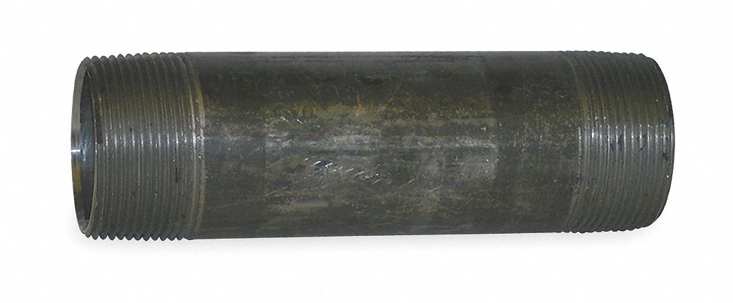 Nipple: Black Steel, 1 1/4 in Nominal Pipe Size, 10 in Lg, Threaded on Both Ends, Schedule 160