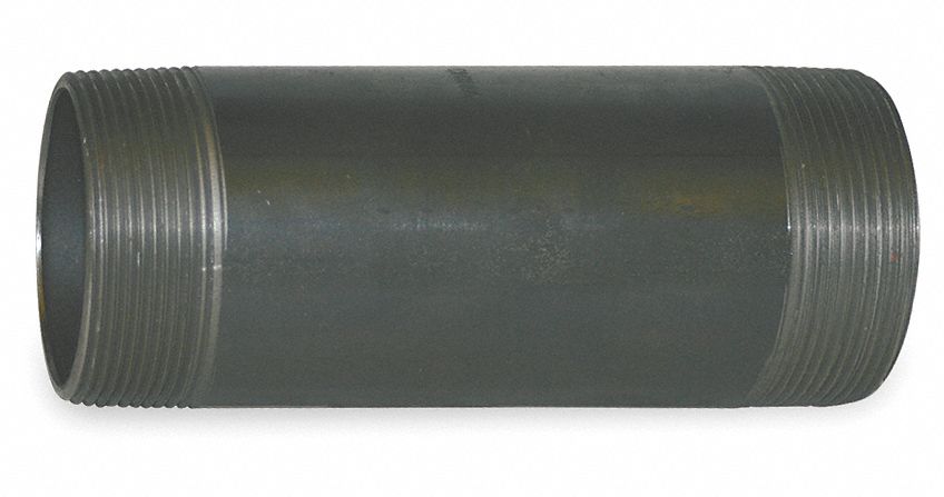 Nipple: Black Steel, 2 1/2 in Nominal Pipe Size, 10 in Lg, Threaded on Both Ends, Schedule 160