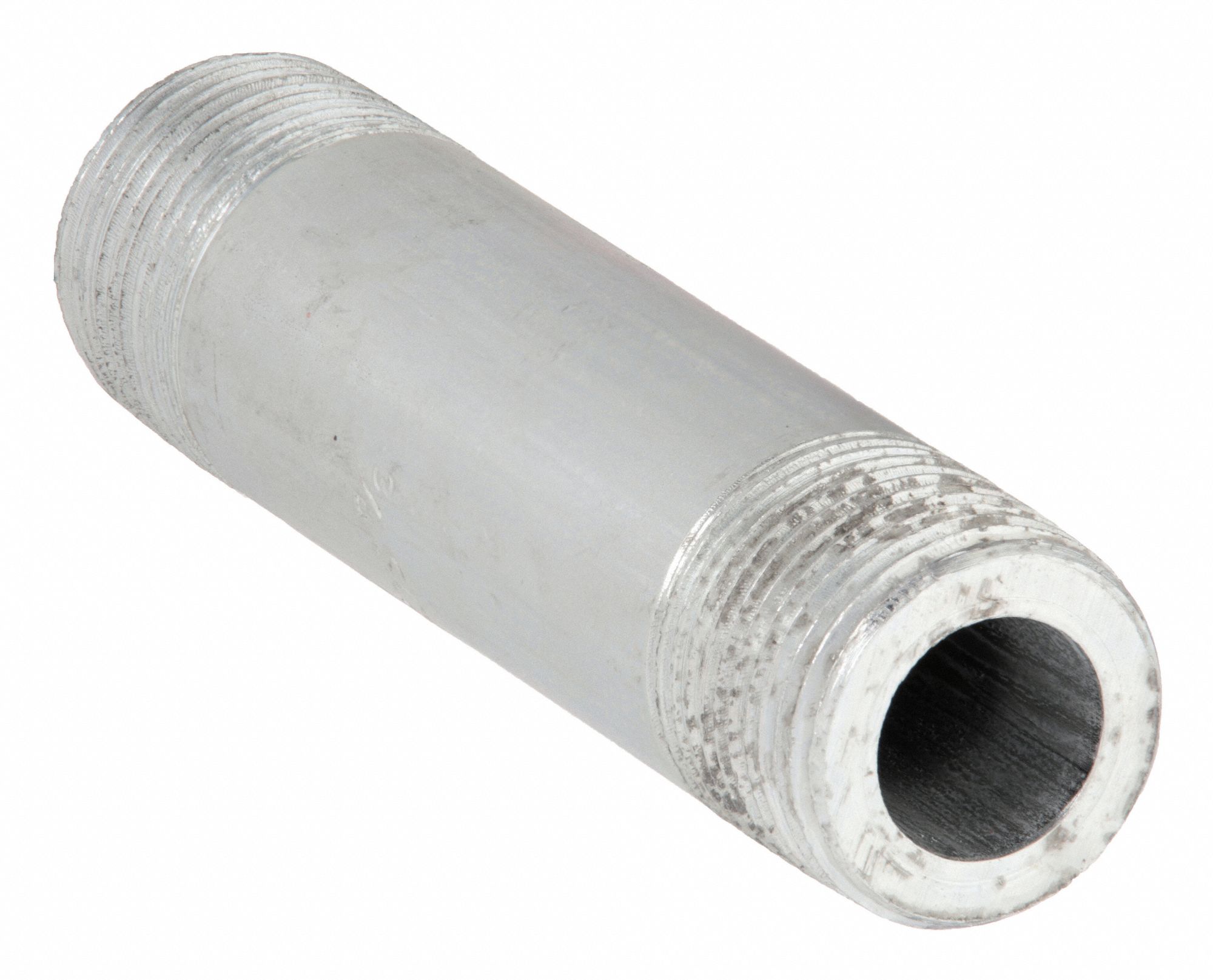 NIPPLE: GALVANIZED STEEL, ¾ IN NOMINAL PIPE SIZE, 4 IN L, BOTH ENDS THREADED, SEAMLESS