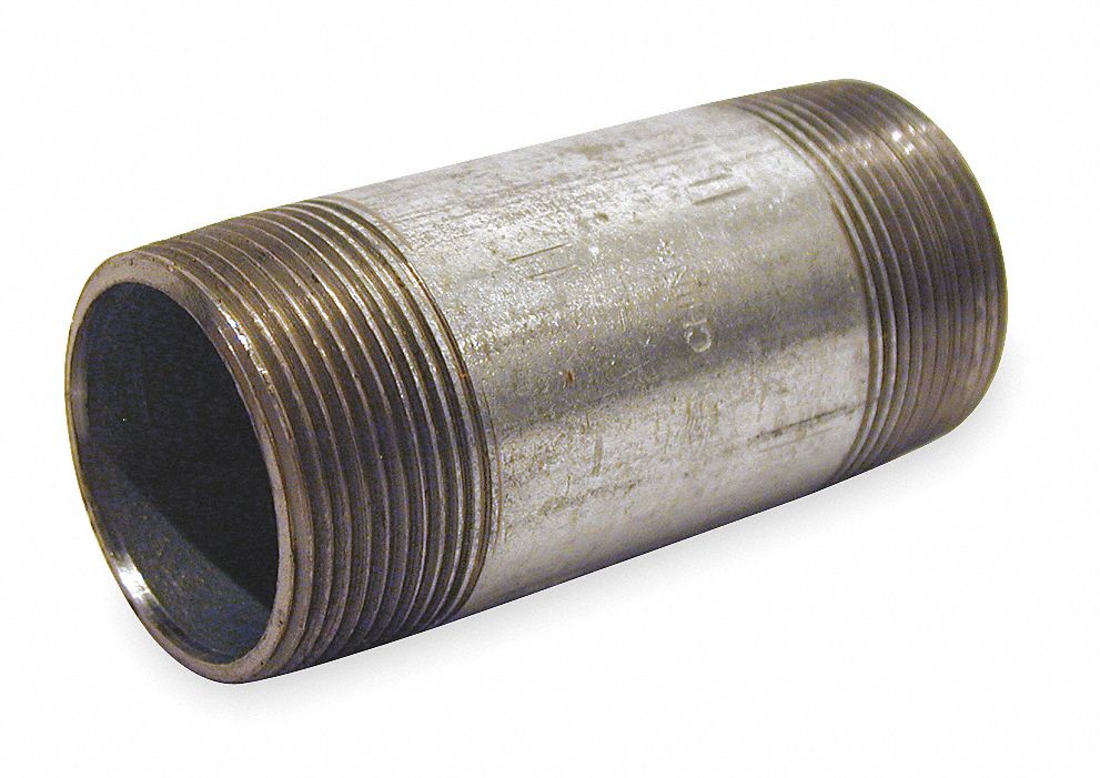331054403 4" x 6-1/2" MNPT Threaded Galvanized Steel Pipe Nipple 