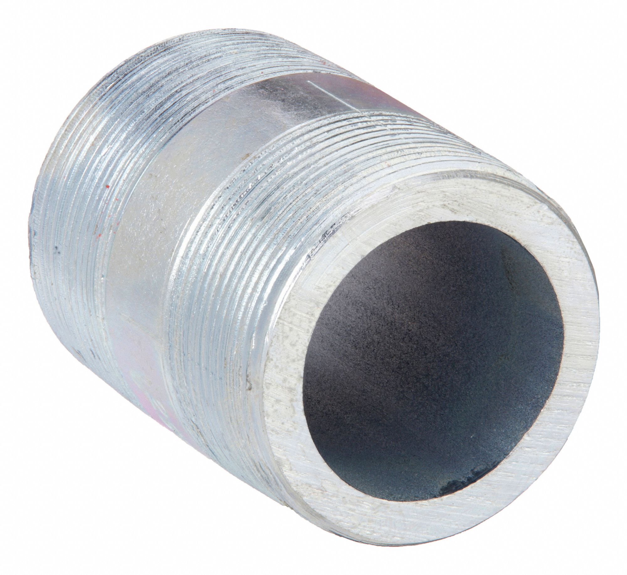 NIPPLE: GALVANIZED STEEL, ¾ IN NOMINAL PIPE SIZE, 1⅛ IN L, BOTH ENDS THREADED