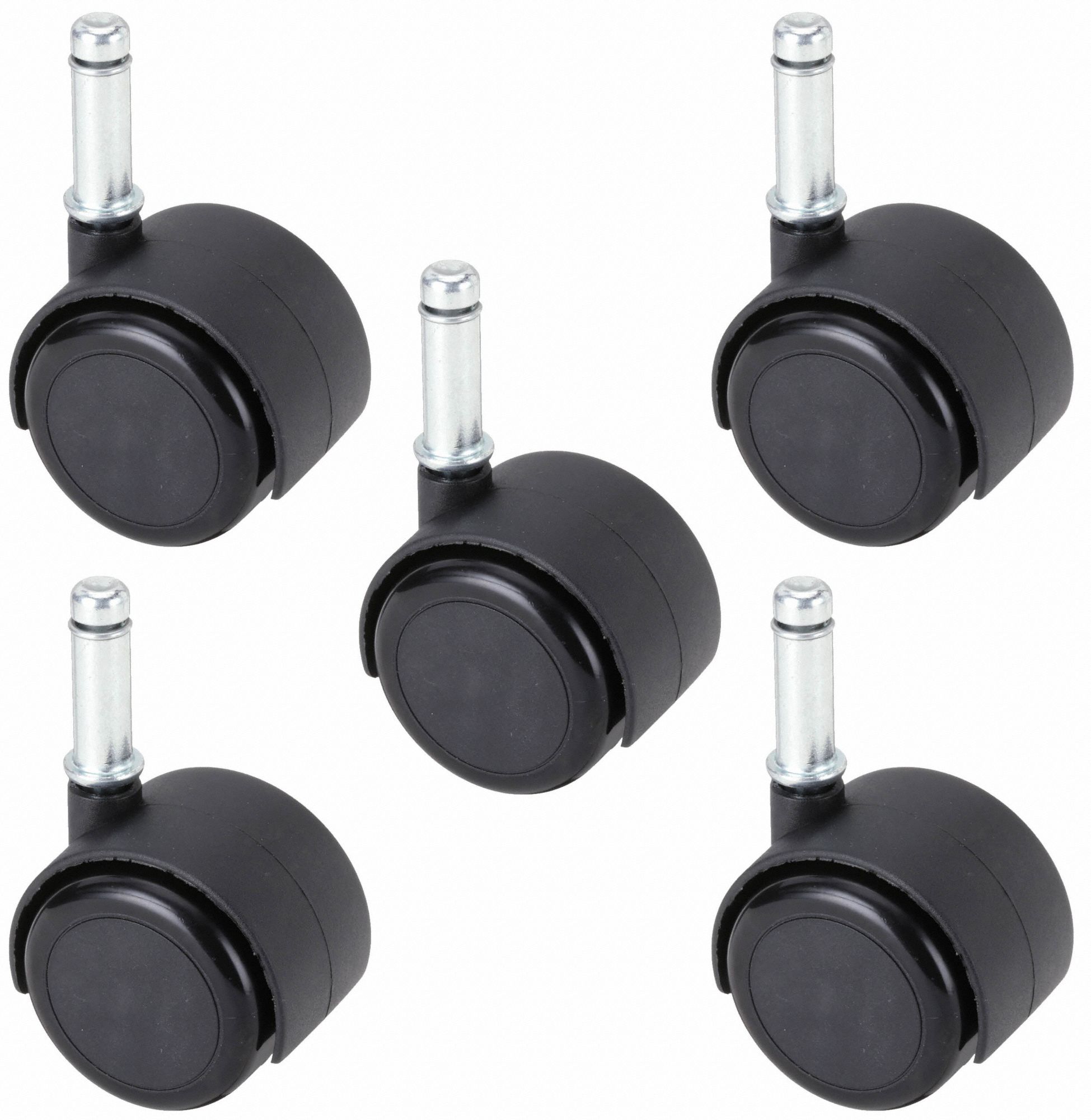 FRICTION-RING STEM CASTER KIT, 2 IN WHEEL DIA, 550 LB, 2 IN MOUNTING H, SWIVEL CASTER, 5 PK