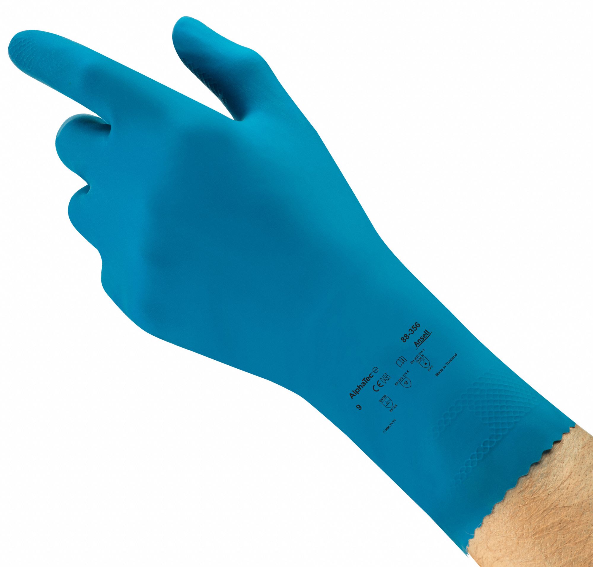 ALPHATEC Chemical Resistant Gloves 17 mil Glove Thick, 11 3/4 in Glove Lg, Fish Scale, Blue