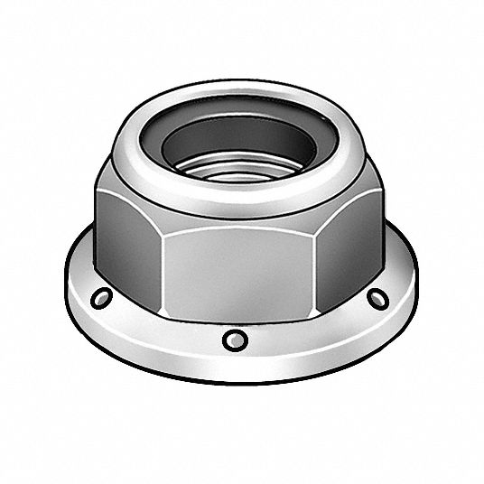 GRAINGER APPROVED 5/8"11 Nylon Insert Lock Nut Flanged, Zinc Plated