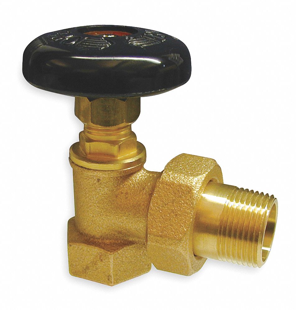 GRAINGER APPROVED Steam Radiator Valve, Steam, Water, Brass, 3/4 in NPT, Body Style Angle