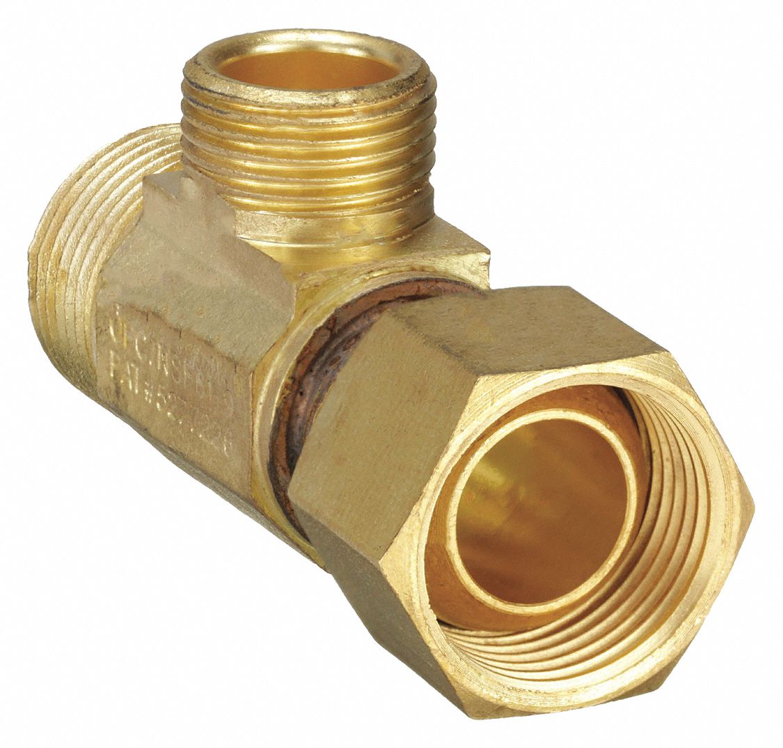 SUPPLY STOP EXTENDER TEE: BRASS, COMPRESSION X COMPRESSION X COMPRESSION, ½ IN X ¼ IN PIPE