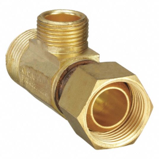 Brass, Compression x MNPT x MNPT, Supply Stop Extender Tee - 1RLX8