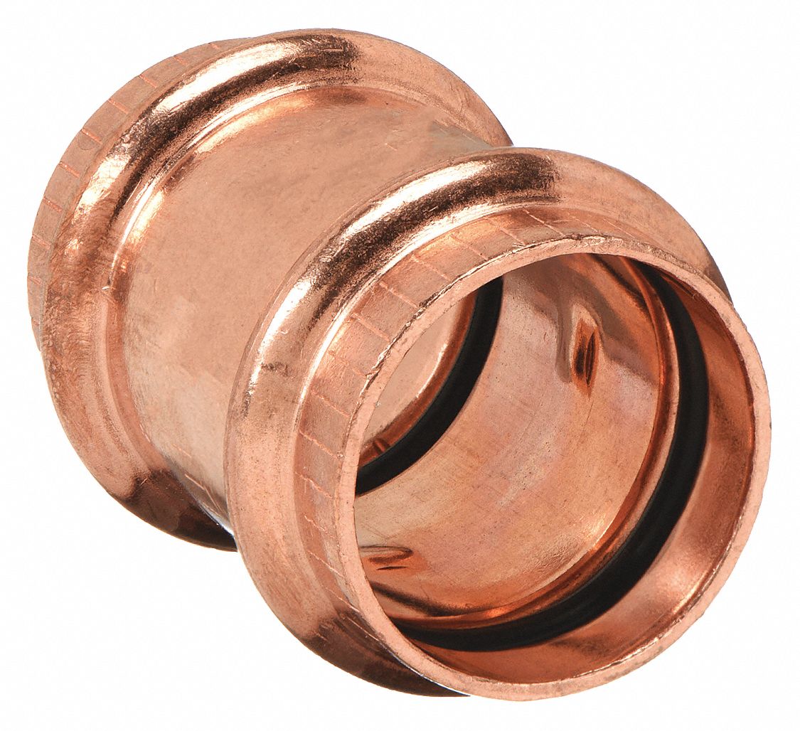 COUPLING WITH STOP: COPPER, PRESS-FIT X PRESS-FIT, ½ IN X ½ IN COPPER TUBE SIZE