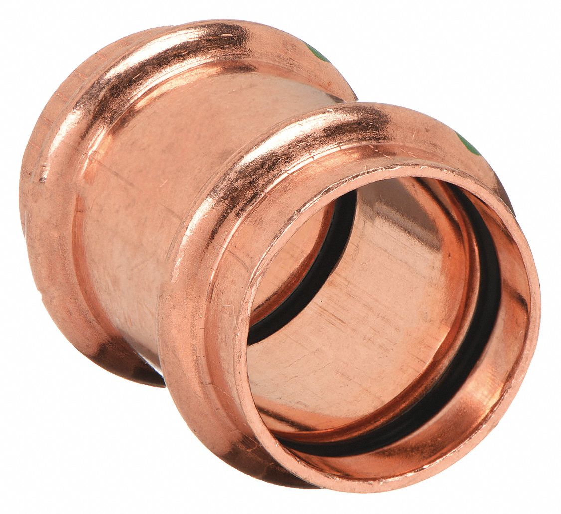 COUPLING NO STOP: COPPER, PRESS-FIT X PRESS-FIT, 1 IN X 1 IN COPPER TUBE SIZE