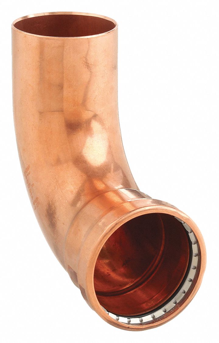 Crimp Elbow Fitting: 90° Elbow, 3 in CTS x 3 in CTS size, Press-fit x FTG, Copper