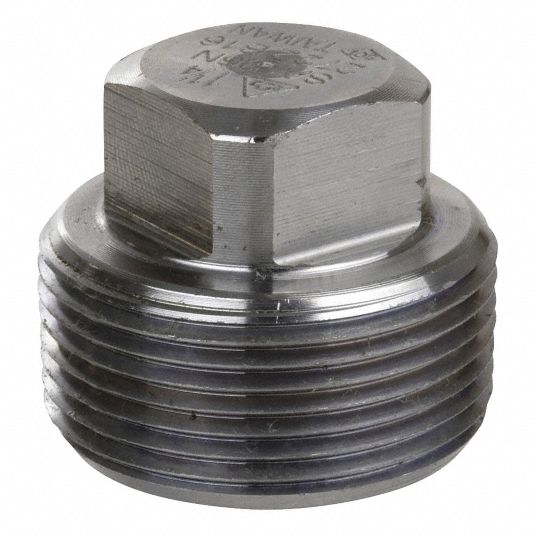 GRAINGER APPROVED 316 Stainless Steel Square Head Plug, MNPT, 3/8 in ...