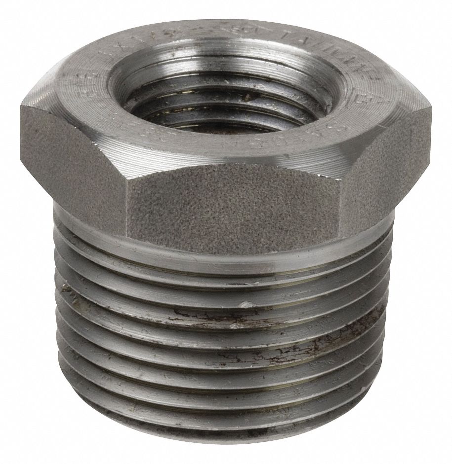 Grainger Approved 304 Stainless Steel Hex Reducing Bushing Mnpt X Fnpt 3 4 In X 1 2 In Pipe Size Pipe Fitting 1rrr7 1rrr7 Grainger