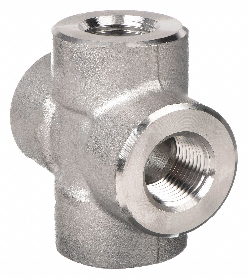 CROSS: 316 STAINLESS STEEL, ½ IN X ½ IN X ½ IN X ½ IN FITTING, CLASS 3000