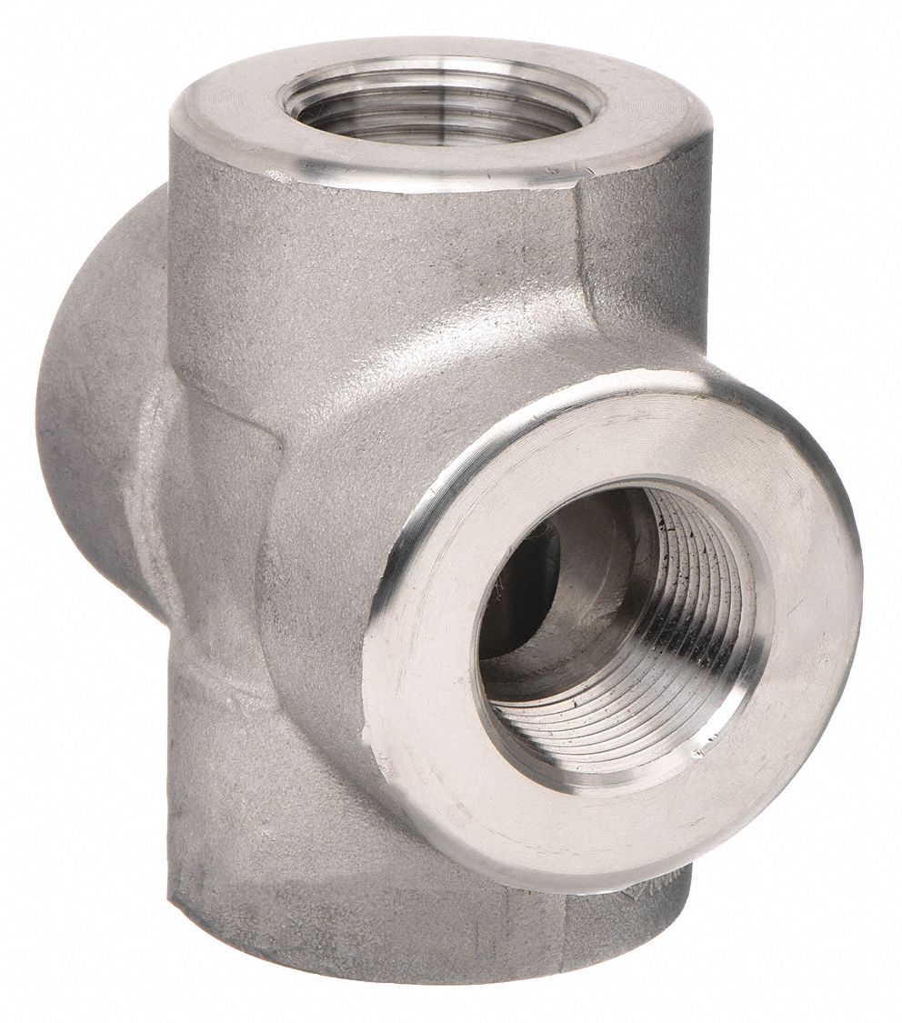 Cross: 316 Stainless Steel, 1 in x 1 in x 1 in x 1 in Fitting Pipe Size, Class 3000