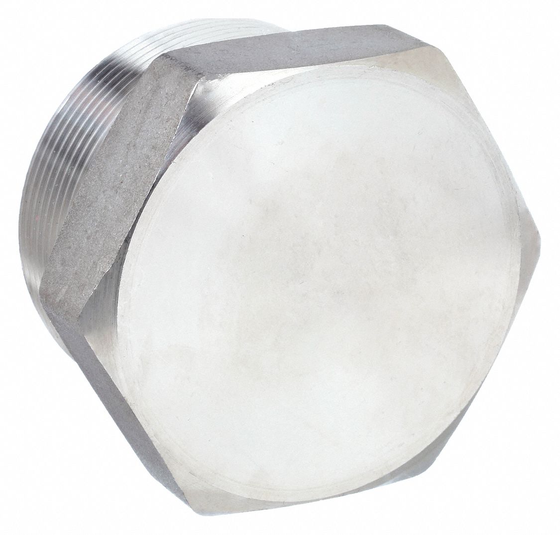 HEX HEAD PLUG: 316L STAINLESS STEEL, 3 IN FITTING PIPE SIZE, MALE NPT, CLASS 3000