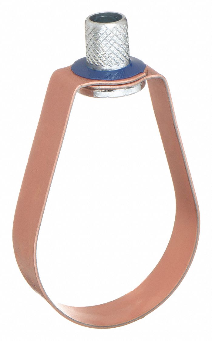 LOOP HANGER: COPPER-PLATED STEEL, FOR 3 IN PIPE, FOR ½ IN THREADED ROD, 250 LB CAPACITY