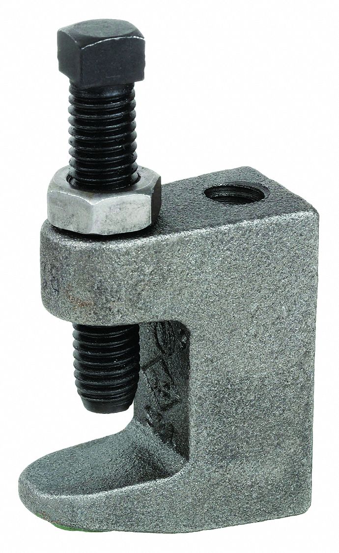 BEAM CLAMP: CAST IRON, 500 LB LOAD CAPACITY, FOR ⅜ IN THREADED ROD