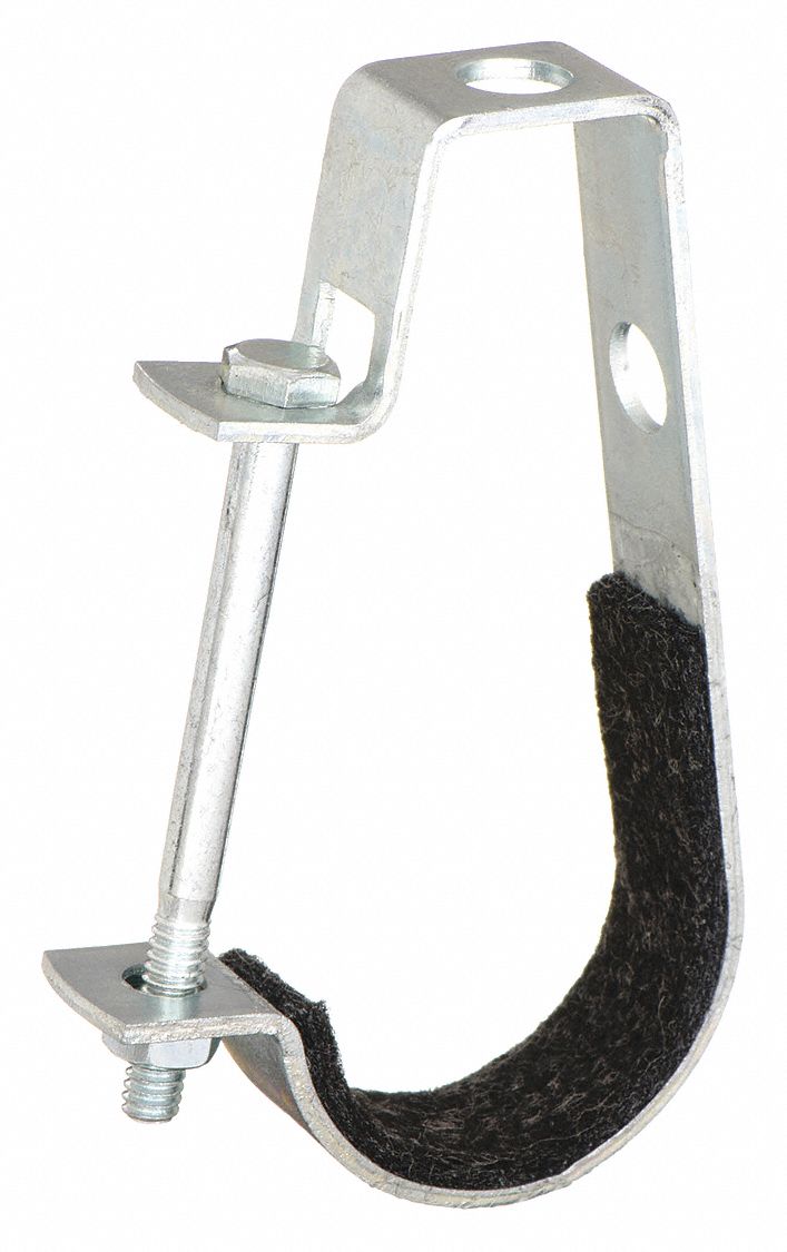 J HANGER: FELT LINED STEEL, FOR 2½ IN PIPE, FOR ½ IN THREADED ROD, 800 LB LOAD CAPACITY