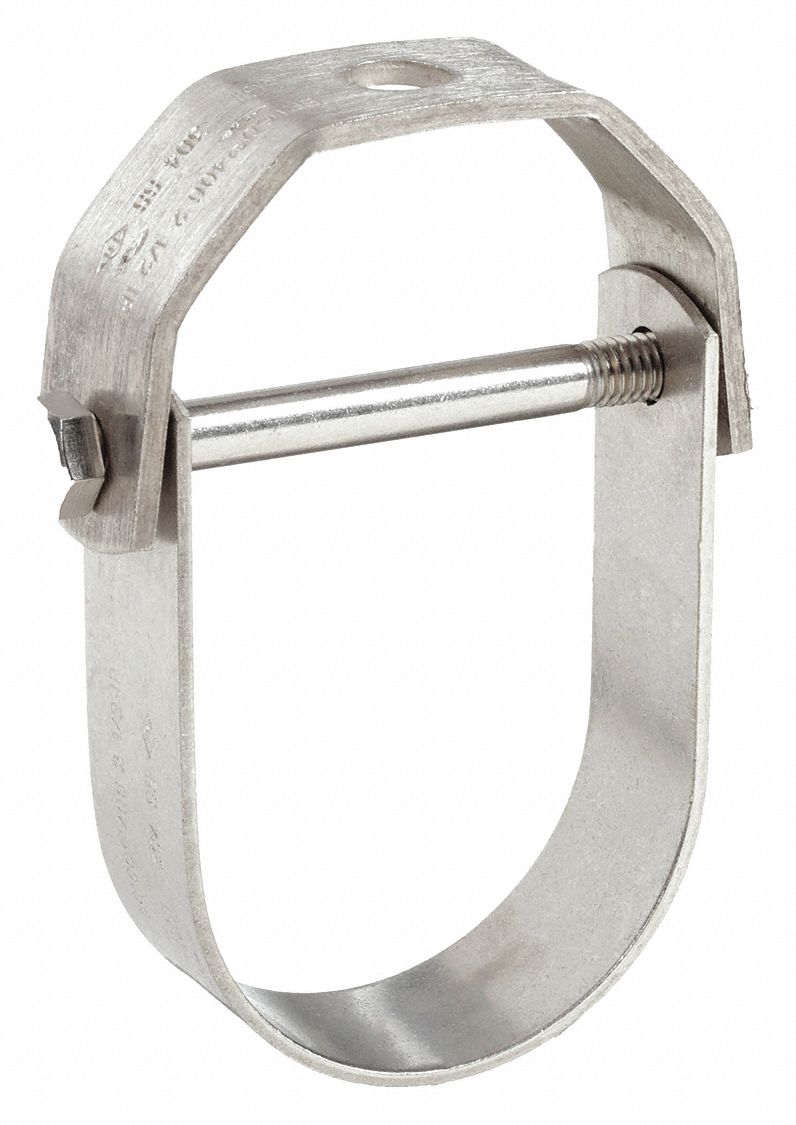 CLEVIS HANGER: 304 STAINLESS STEEL, FOR 3½ IN PIPE, FOR ½ IN THREADED ROD