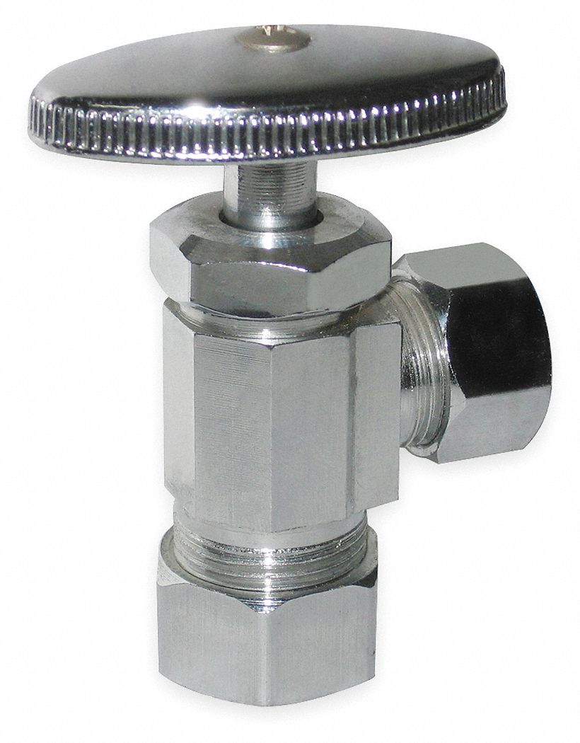 Chrome Plated Multi-Turn Supply Stop, Compression Inlet Type, 125 psi ...
