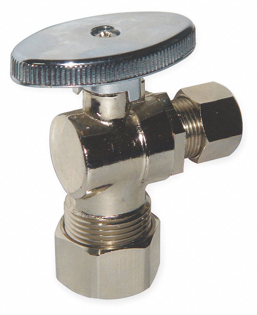 Brushed Nickel Quarter-Turn Supply Stop, Compression Inlet Type, 125 ...
