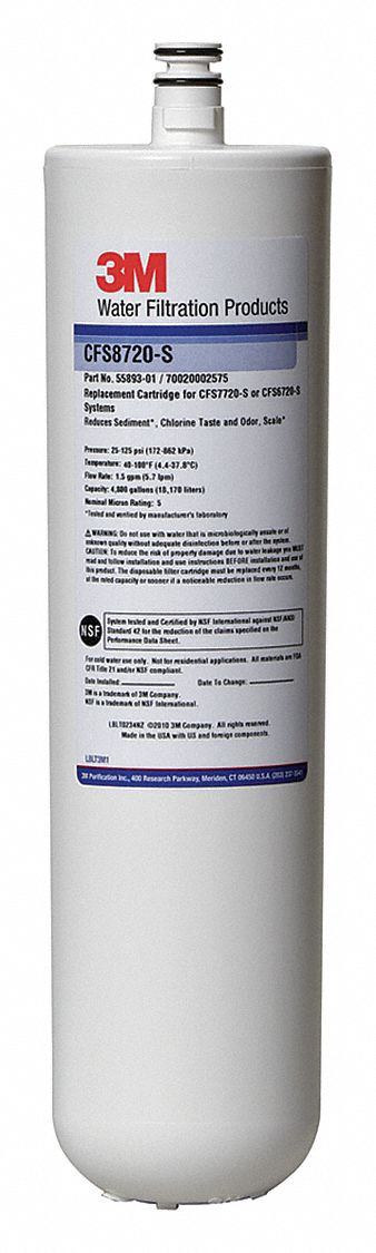 Quick-Connect Water Filter: 5 micron, 1.5 gpm, 4, 800 gal