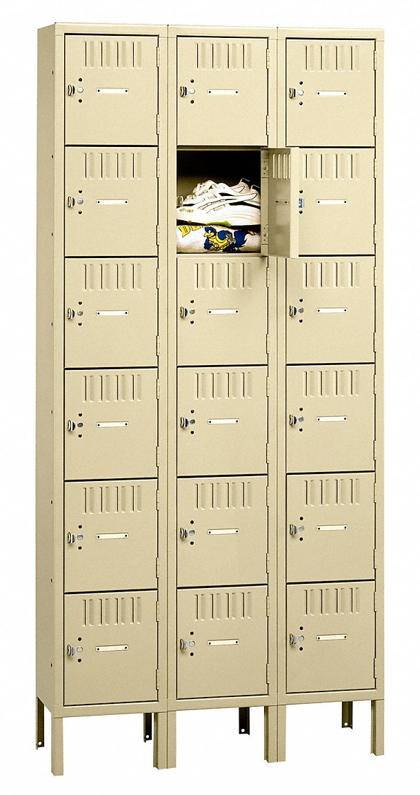 TENNSCO Box Locker 36 in x 15 in x 78 in, 6 Tiers, 3 Units Wide