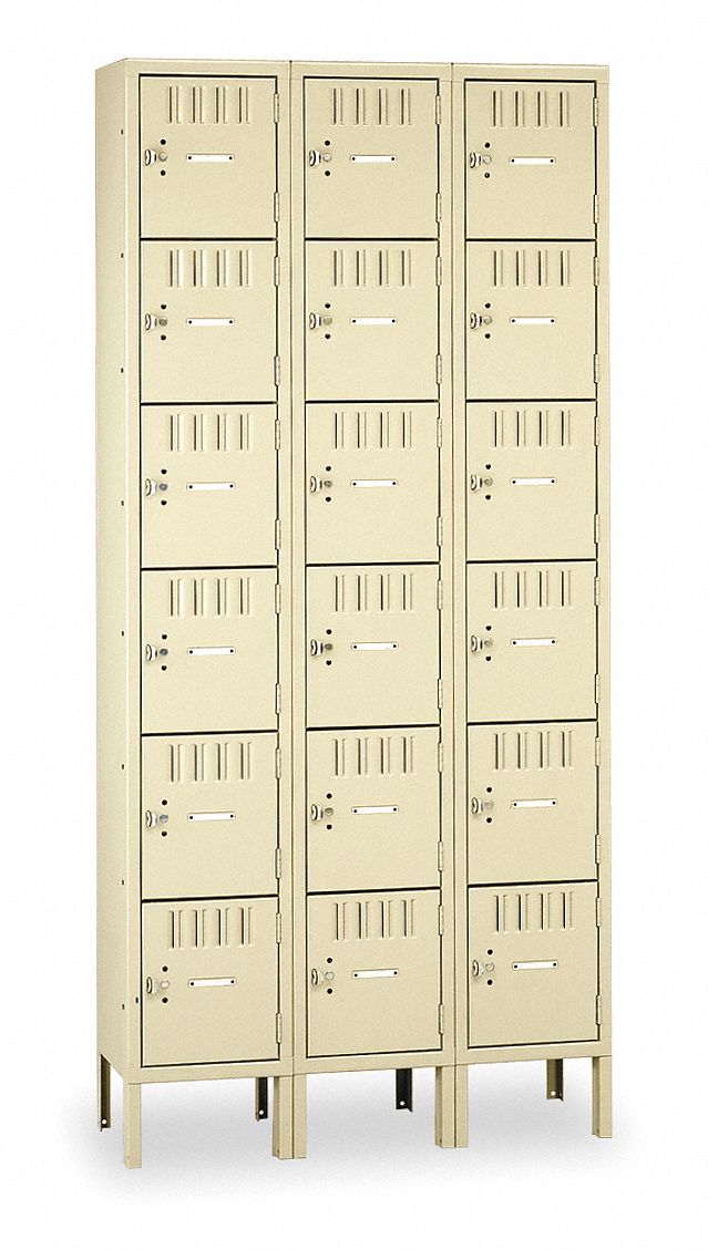 Box Locker Louvered 3 Wide 6 Tier Sand