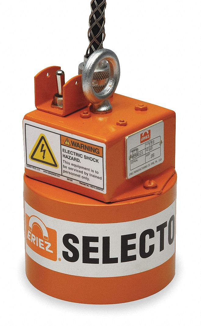 Electromagnetic Lift: Continuous Duty, Round Magnet, 1, 030 lb Max Load Capacity, 24 in Lead Lg